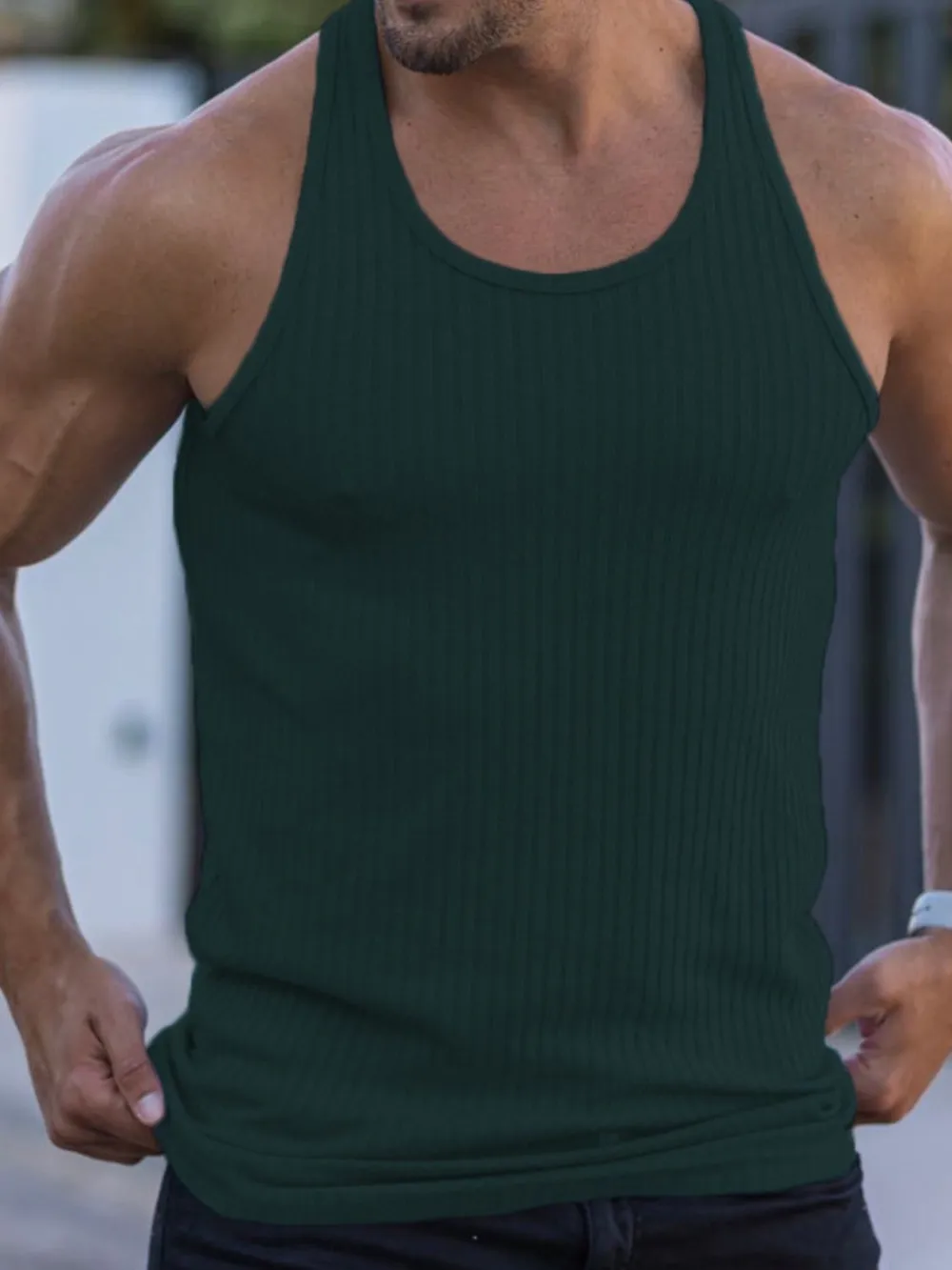 Men's Plus Size Round Neck Tank