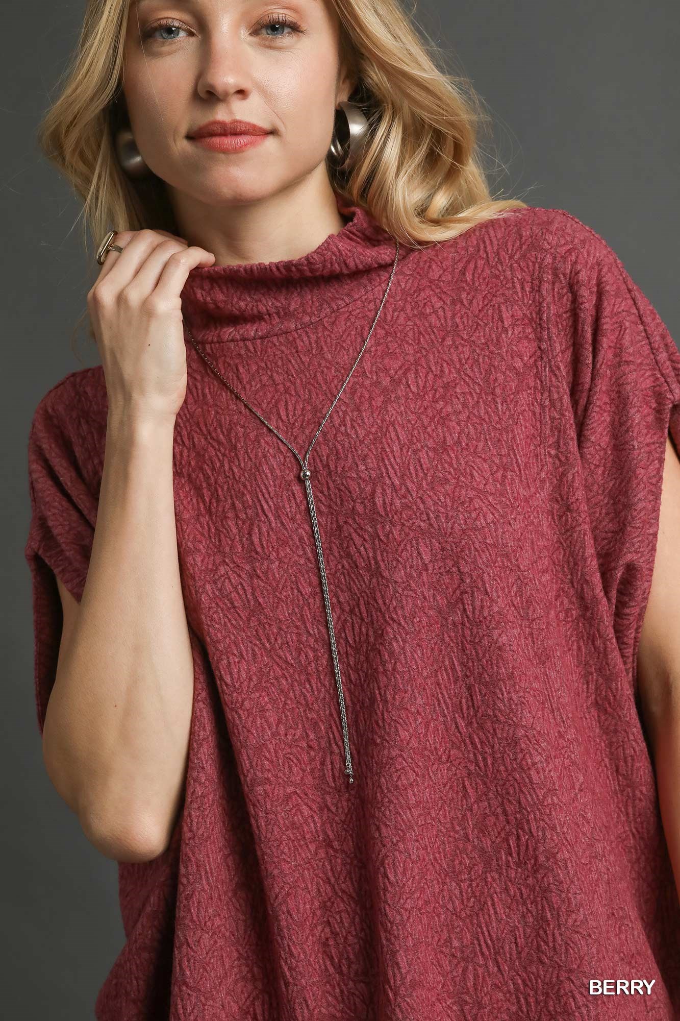 Textured Mock Neck Relaxed Top, image 3
