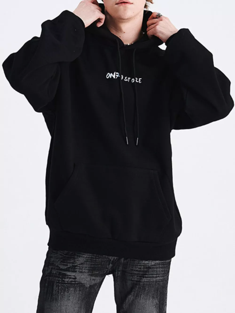 Men's Drop Shoulder Drawstring Hoodie, image 4