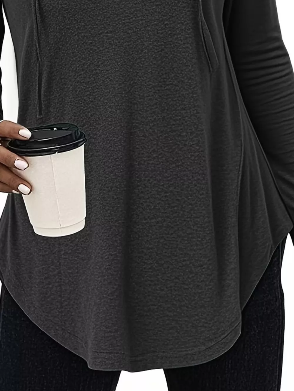 Full Size Drawstring Long Sleeve Hooded Top Plus Size, image 12
