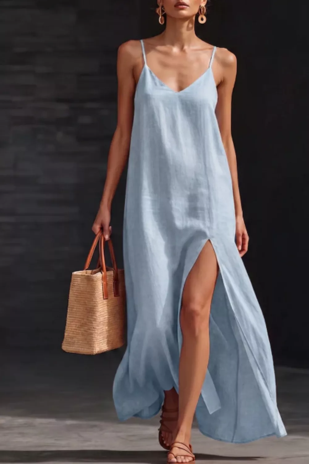 Slit V-Neck Maxi Dress, image 5