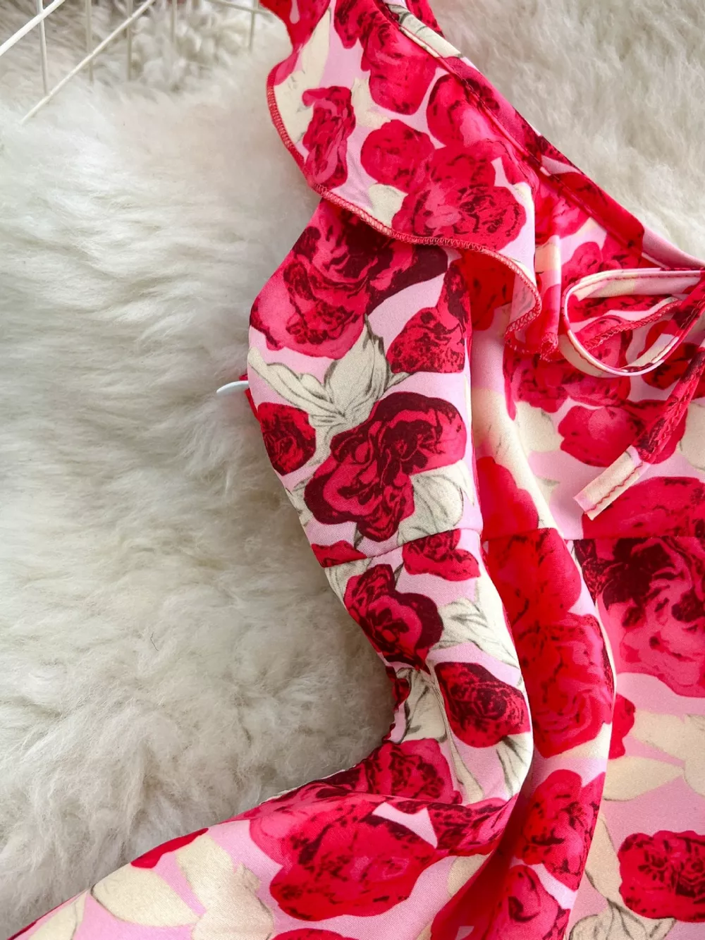 Floral Print Ruffle Trim Mini Dress, image 5