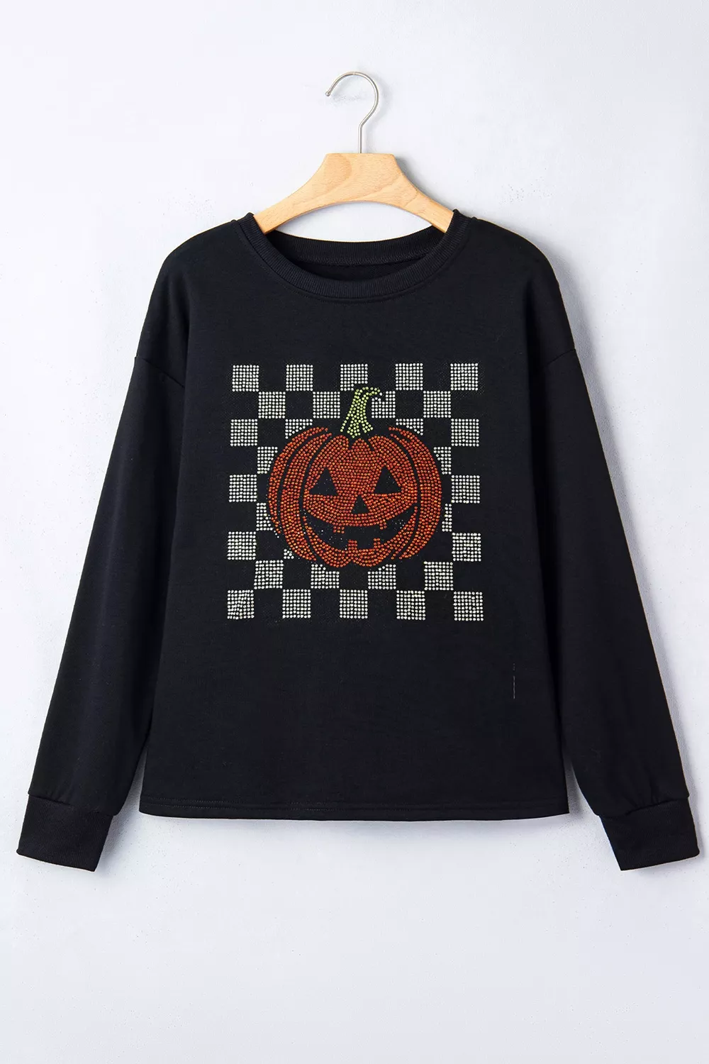 Rhinestone Pumpkin Long Sleeve Sweatshirt, image 4