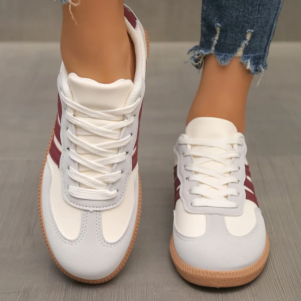 Contrast Lace Up Round Toe Sneakers, image 3
