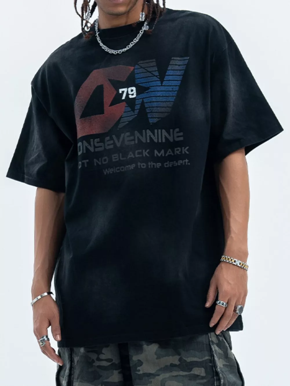 Men's Letter Round Neck Half Sleeve T-Shirt, image 2