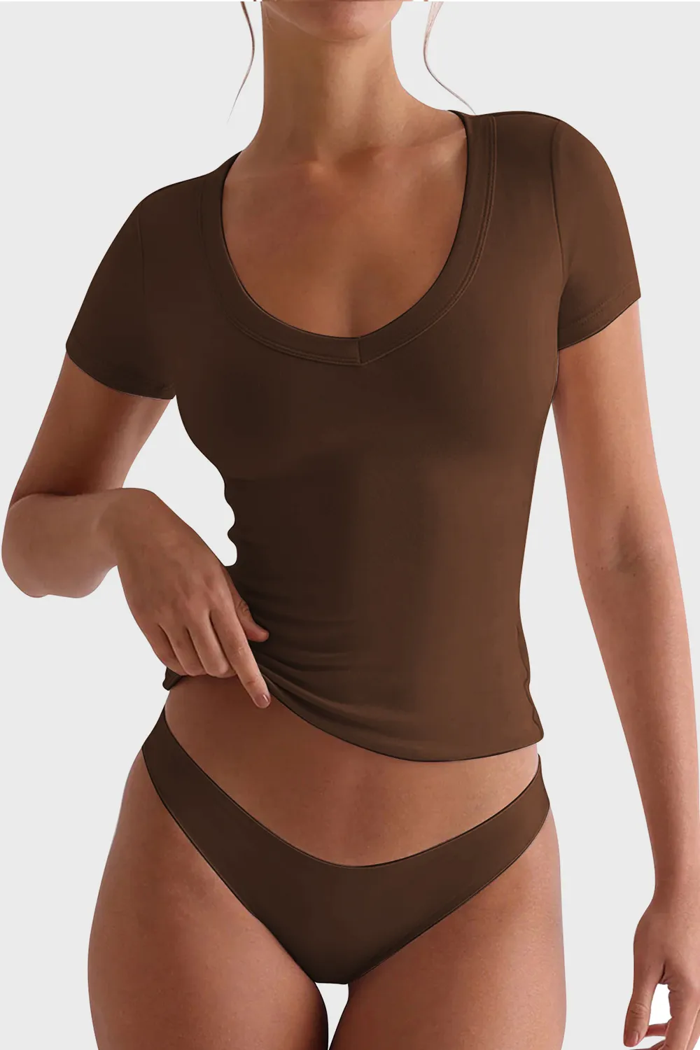 Scoop Neck Short Sleeve T-Shirt, image 2