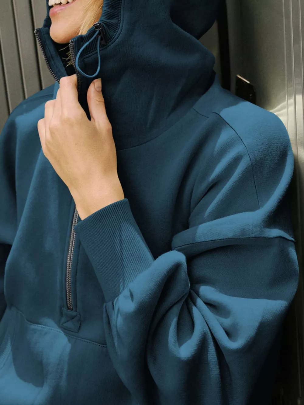Half-Zip Dropped Shoulder Hoodie, image 12