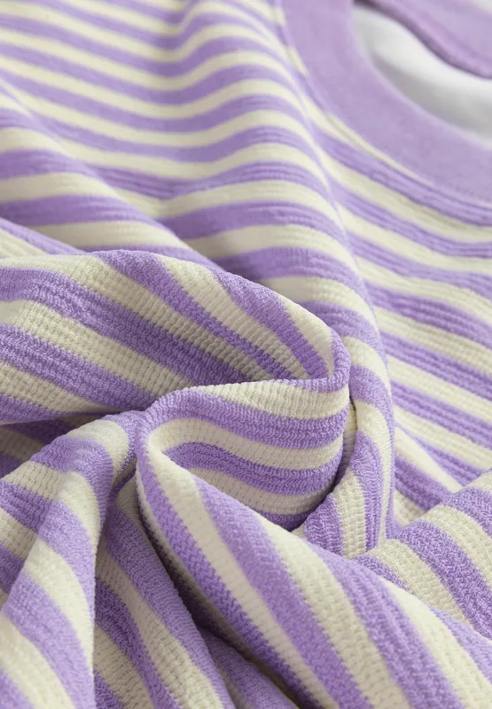 Striped Round Neck Long Sleeve Sweatshirt, image 3