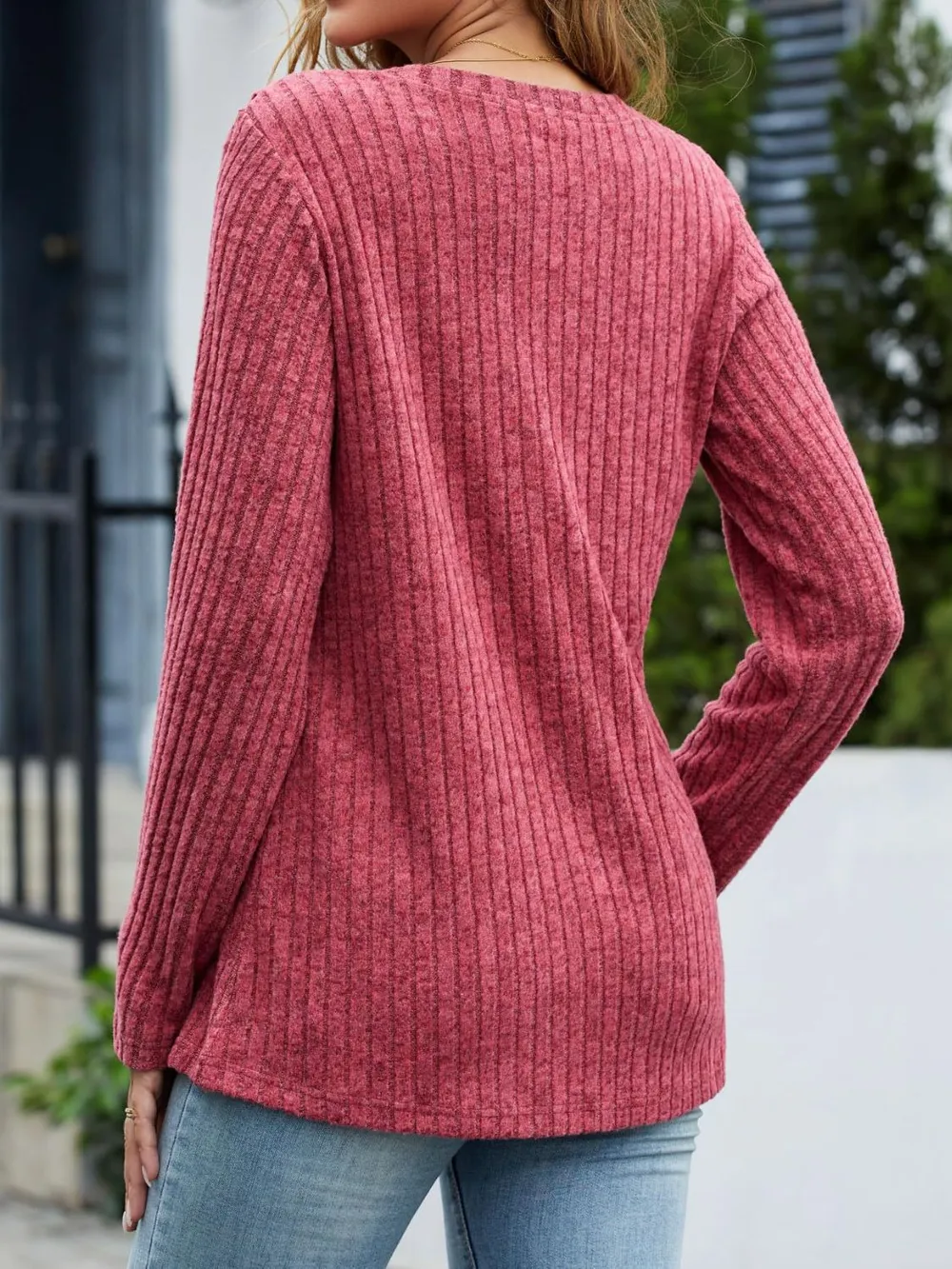 V-Neck Long Sleeve T-Shirt, image 16