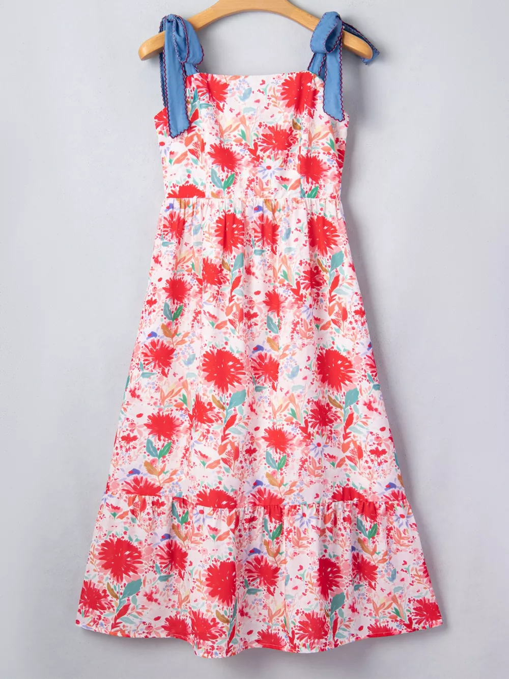 Floral Print Tie-Shoulder Midi Dress, image 4
