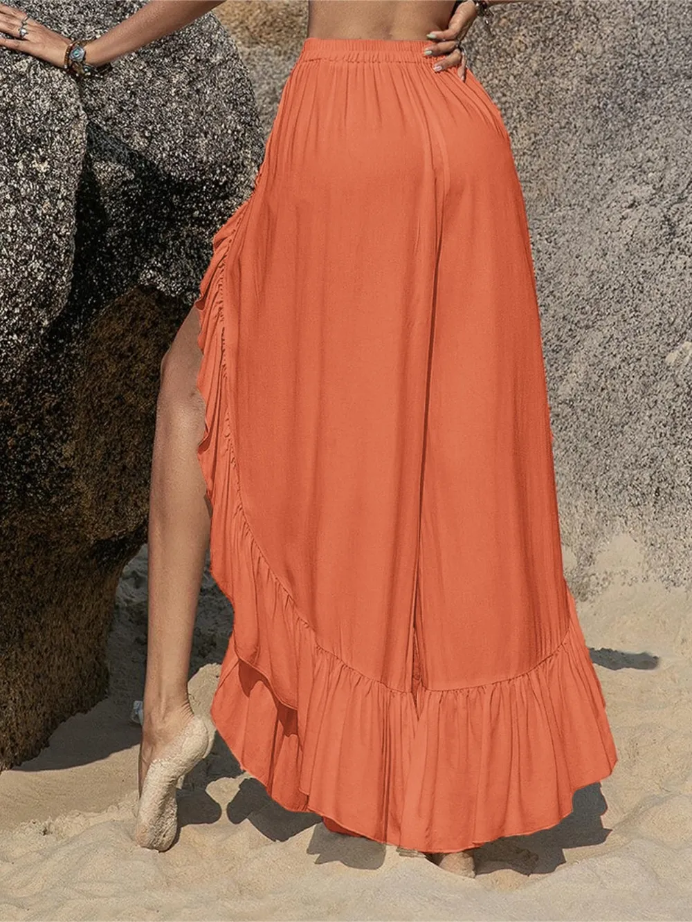 Ruffled Slit Wide Leg Pants, image 2