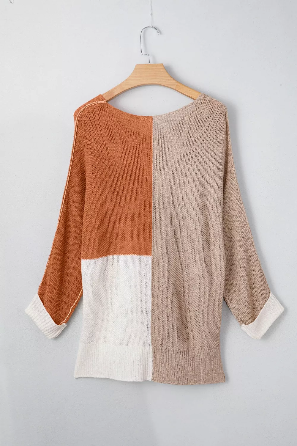 Color Block Knit V Neck Loose Sweater, image 2