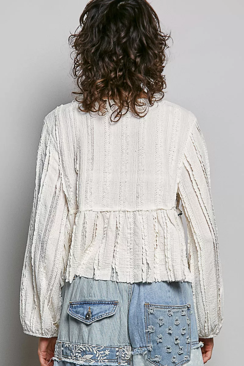 Square Neck Lace Long Balloon Sleeve Top, image 4