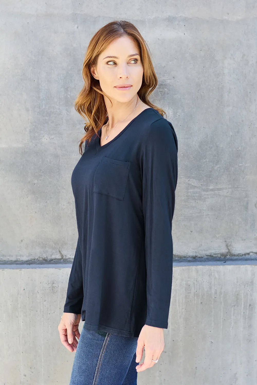 Full Size V-Neck Long Sleeve Top, image 6