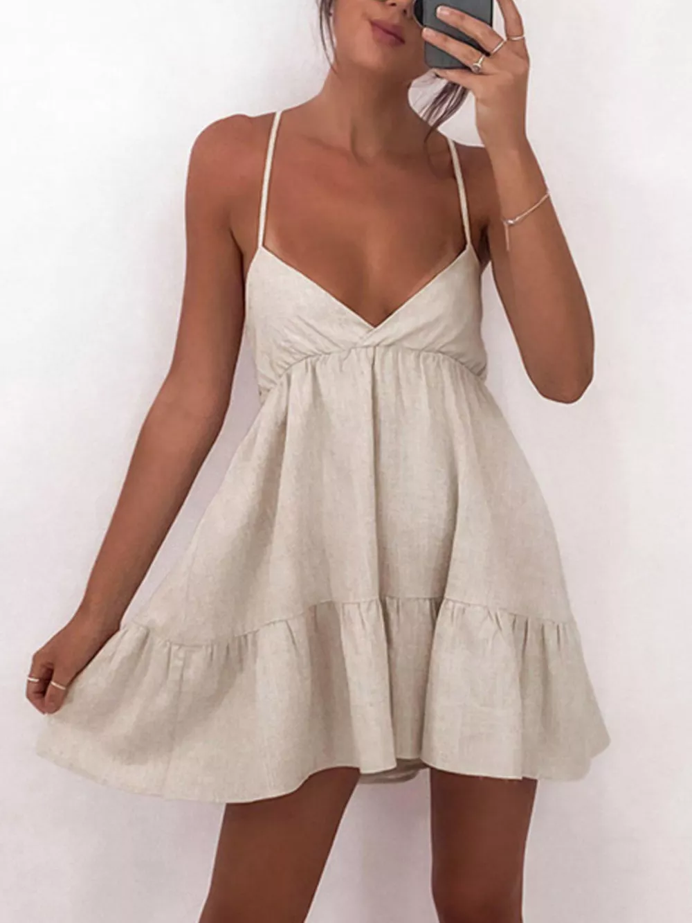 Backless Spaghetti Strap Mini Dress, image 3