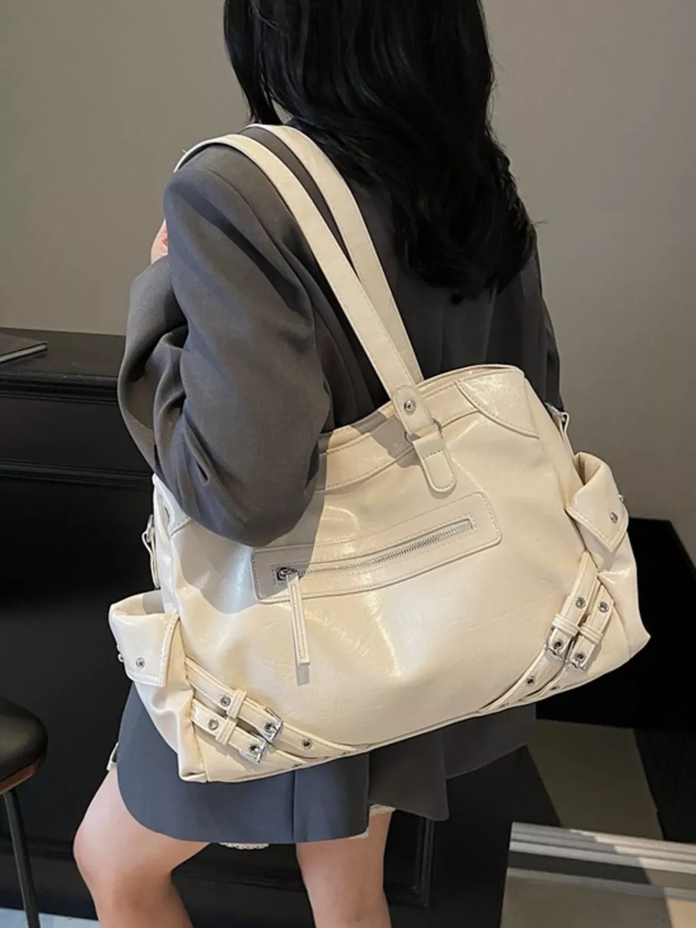 Buckle Accents Shoulder Bag, image 8