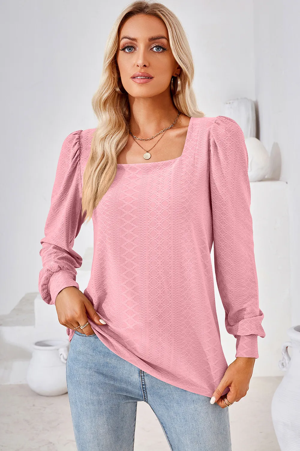 Square Neck Puff Sleeve T-Shirt, image 5
