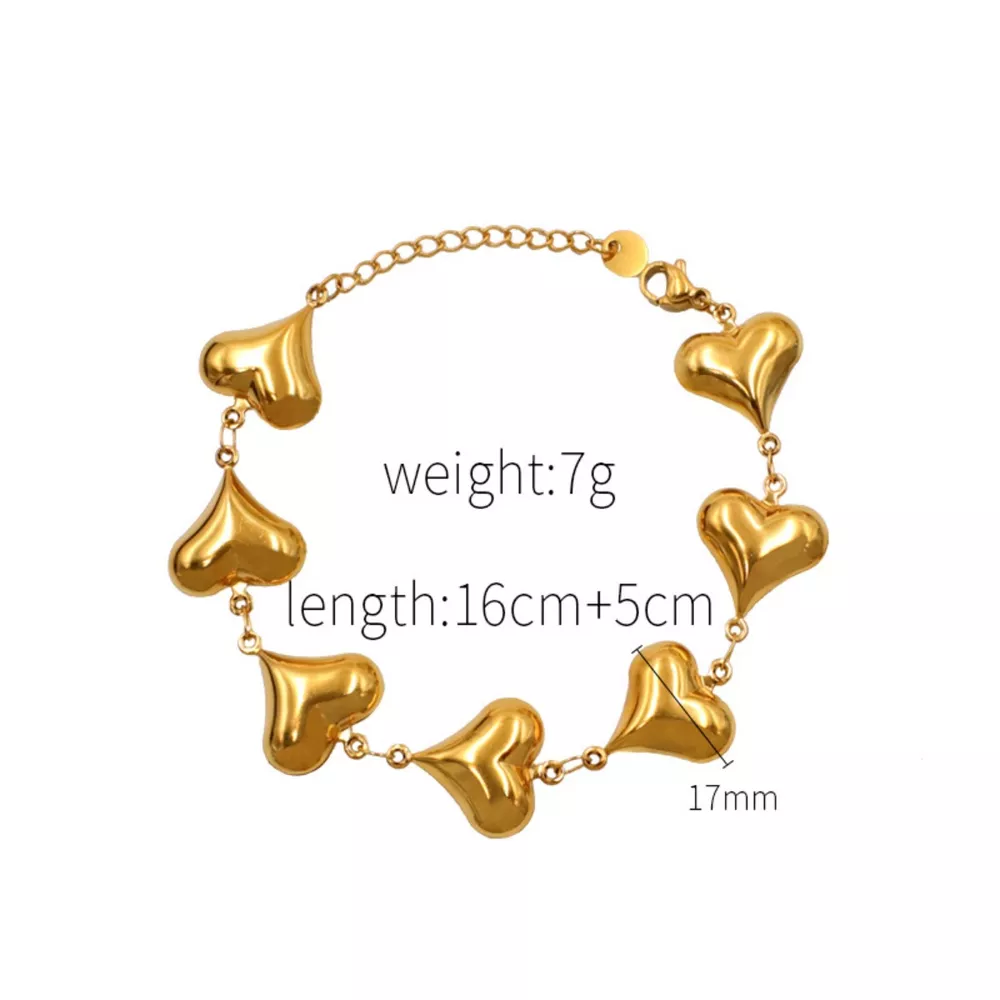 18K Gold-Plated Heart Charm Bracelet, image 2