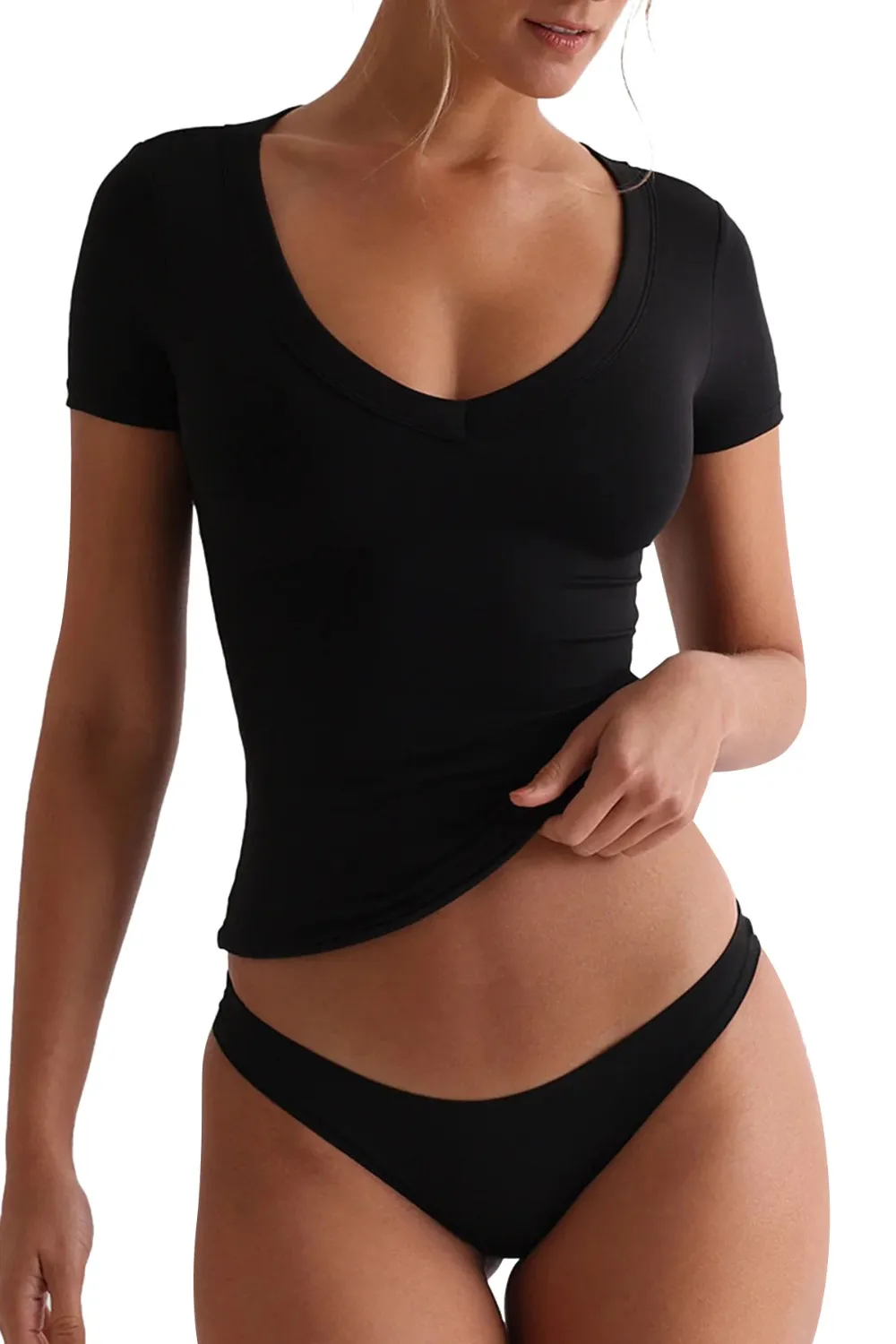 Scoop Neck Short Sleeve T-Shirt, image 3