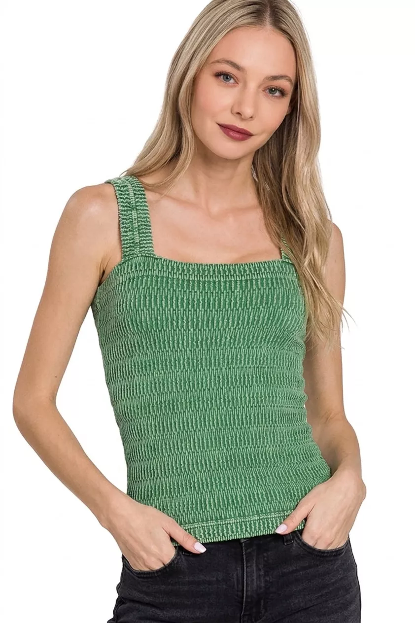 Seamless Winkle Stone Washed Tank Top, image 2