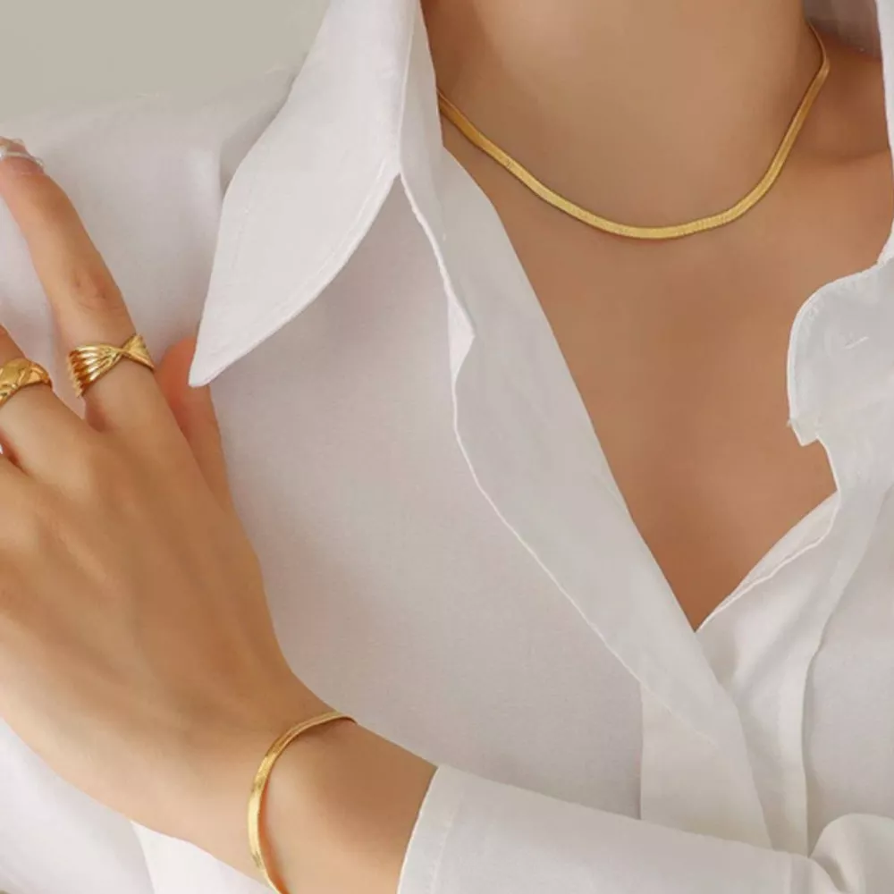 18K Gold-Plated Titanium Steel Necklace, image 2
