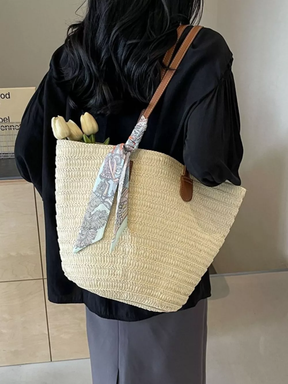 Woven Straw Shoulder Bag, image 6