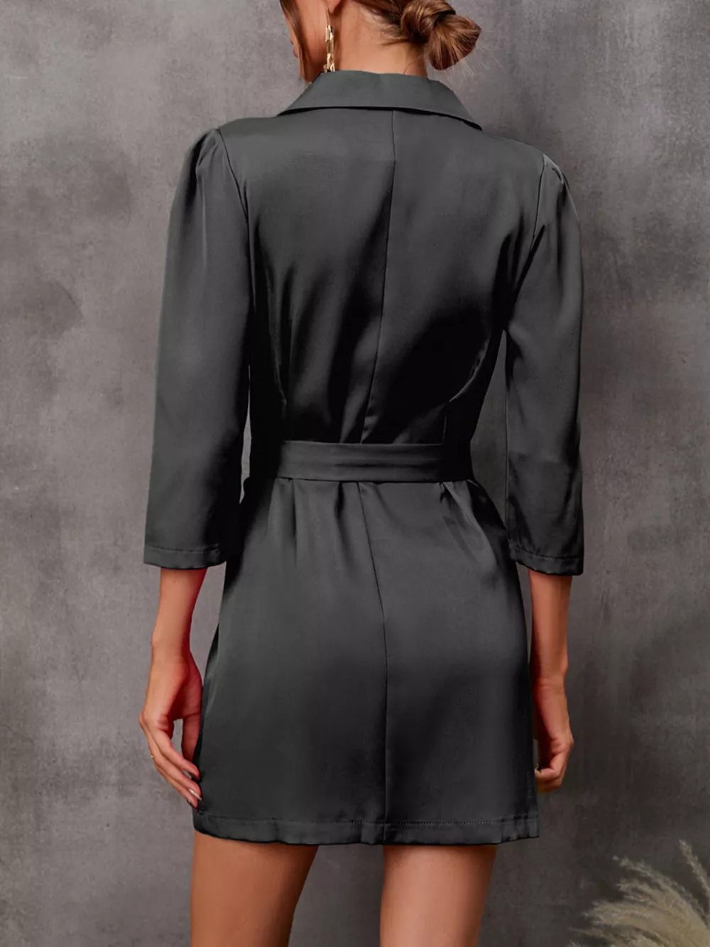 Double-Breasted Blazer Dress with Embellished Belt, image 11
