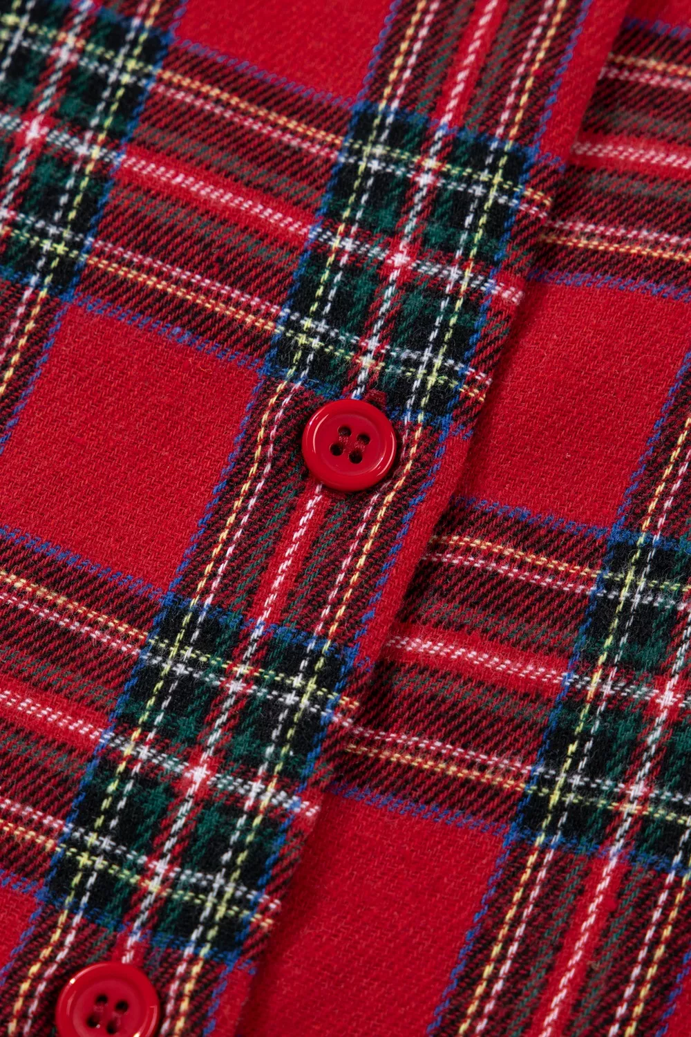 Plaid Contrast Patched Christmas Holiday Long Sleeve Shirt and Short 2pcs Pajama Set, image 8