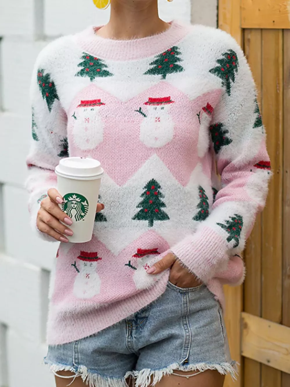 Christmas Snowman Dropped Shoulder Sweater, image 4