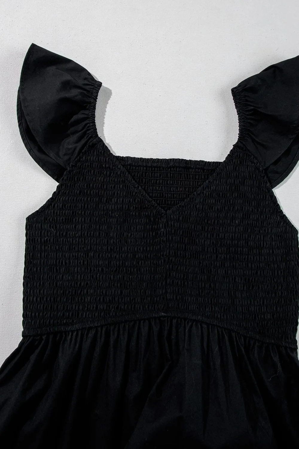 V Neck Ruffled Cap Sleeve Smocked Maxi Dress, image 4