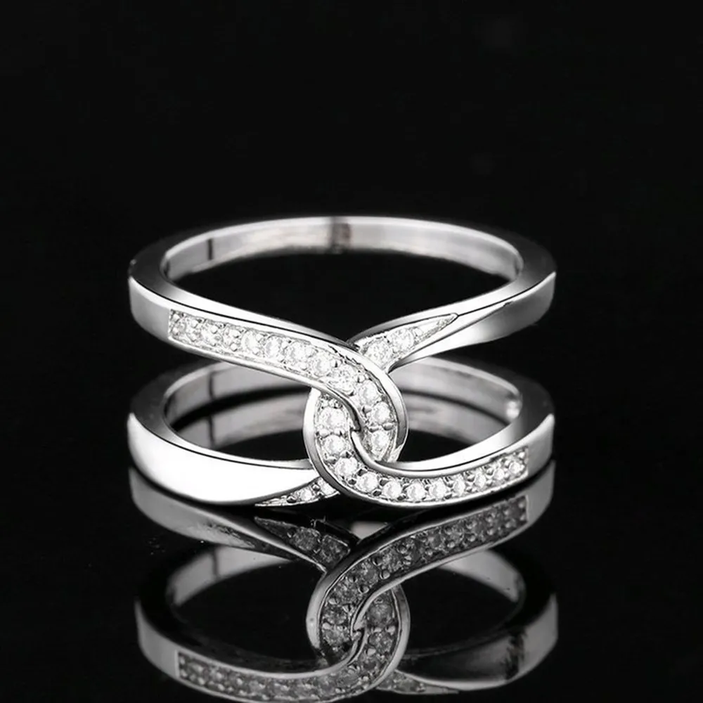 Twisted Inlaid Zircon Double-layered Ring, image 5