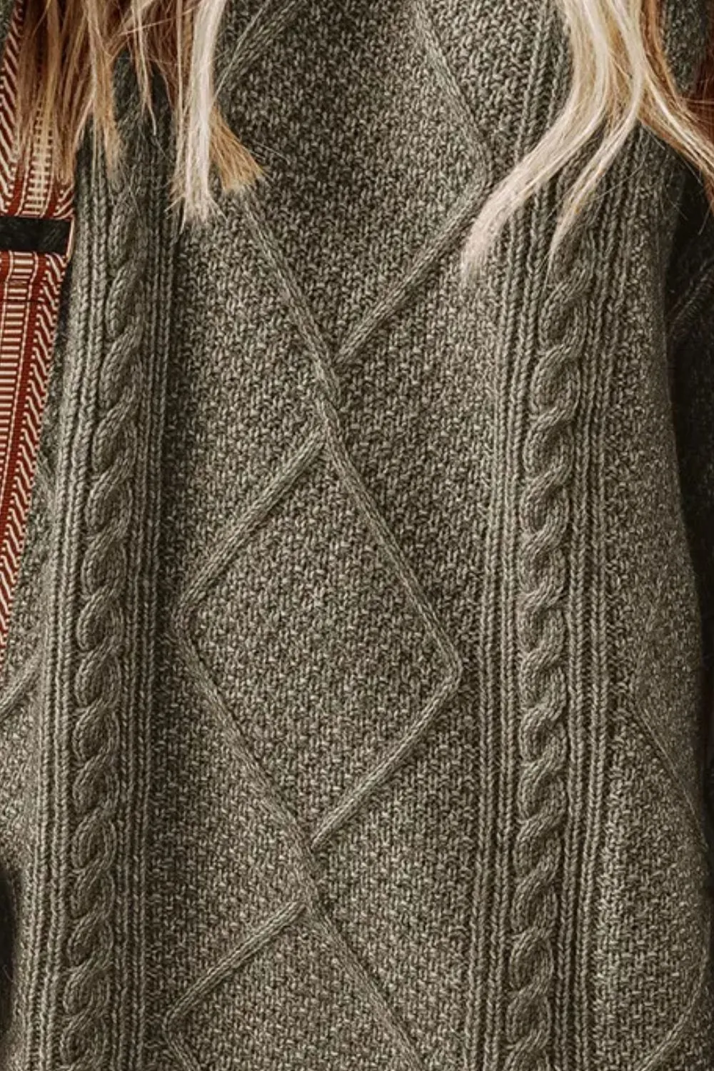Cable-Knit Round Neck Sweater Dress, image 6