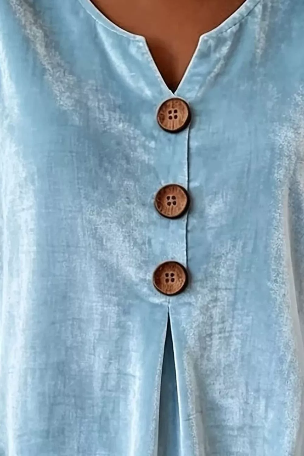Full Size Velvet Button Decor Blouse with Ruffled Cuffs Plus Size, image 5