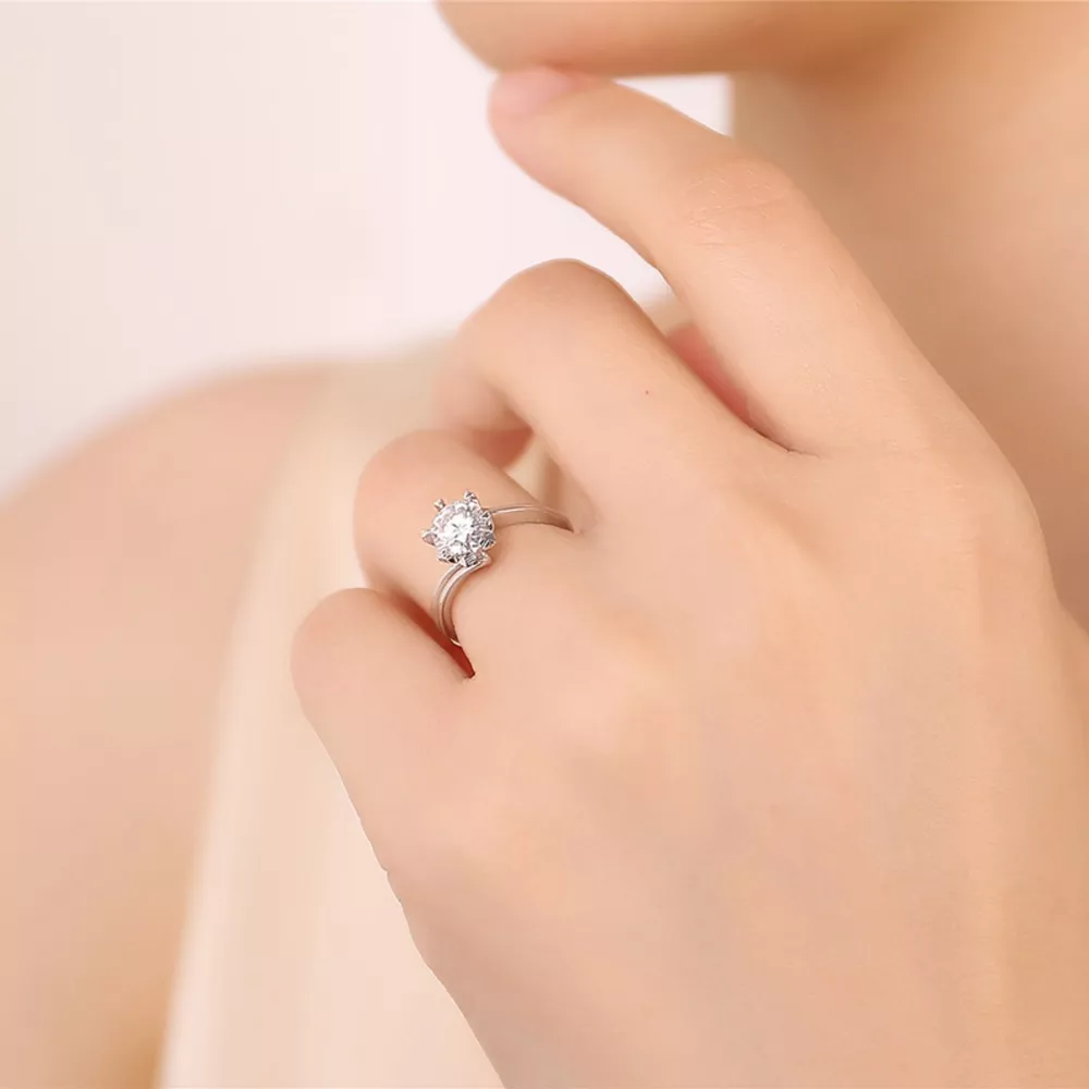 1 Carat 925 Sterling Silver Moissanite Ring, image 6