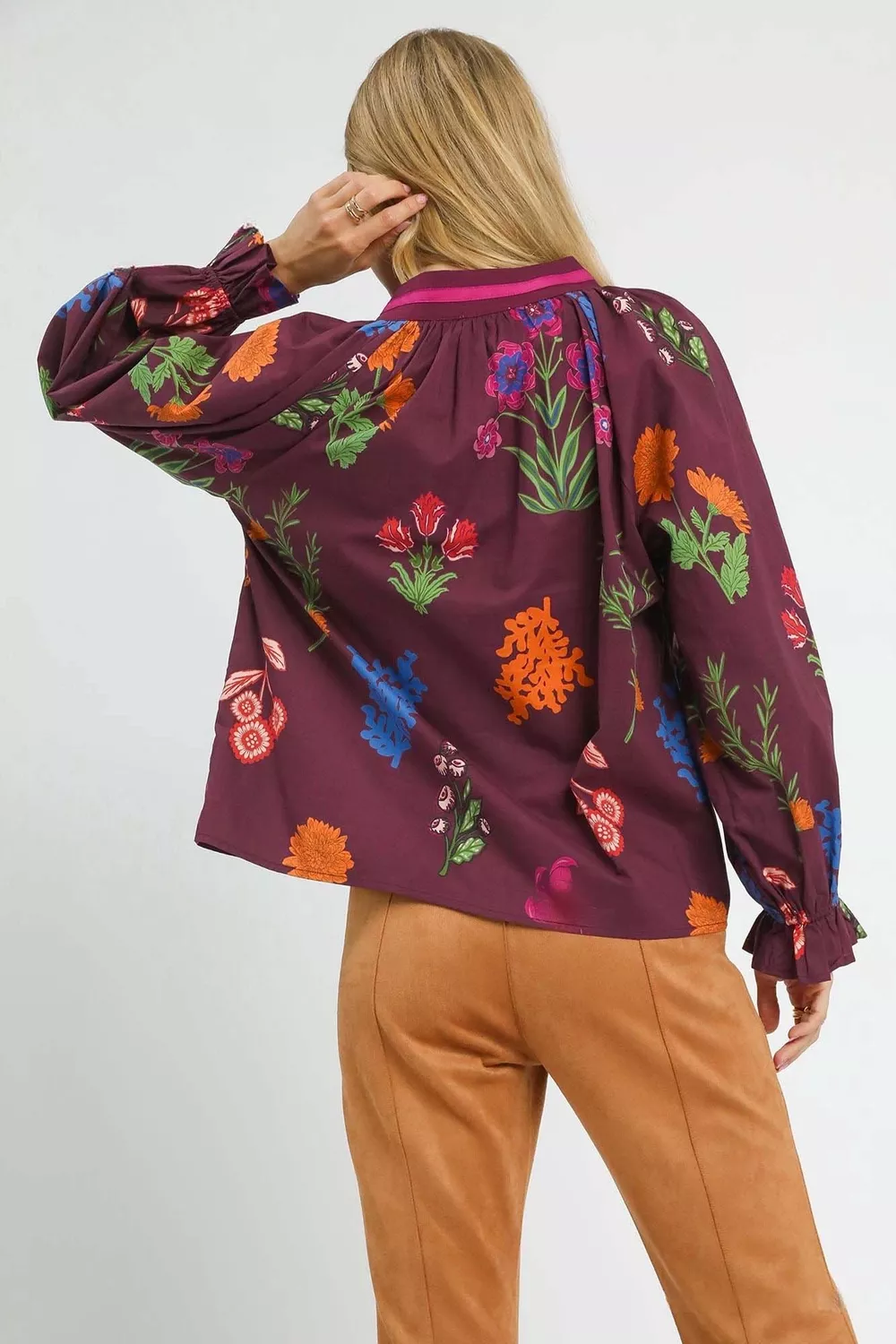 Floral Print Flounce Sleeve Blouse, image 3