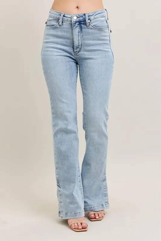 Full Size Tummy Control Vintage Wash Side Slit Slim Boot Jeans Plus Size, image 6