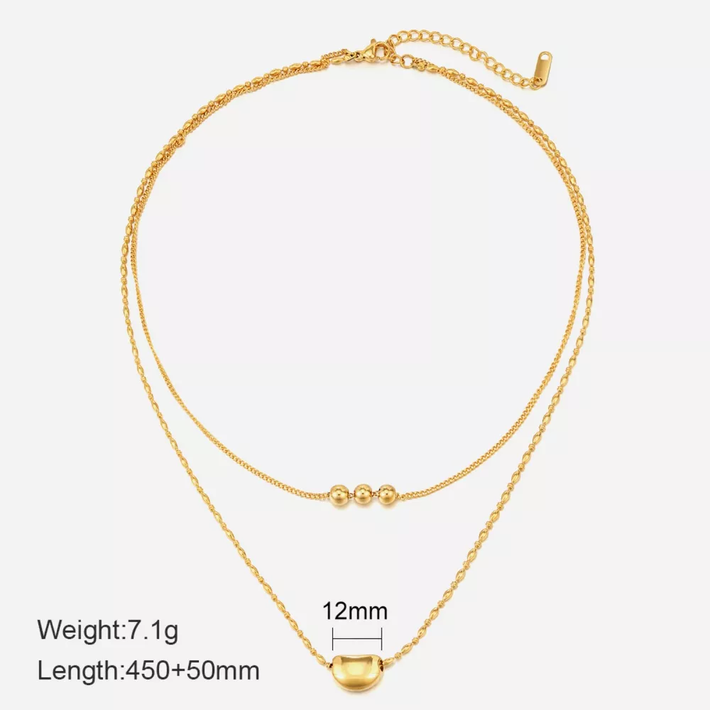 18K Gold-Plated Double Layered Necklace, image 2