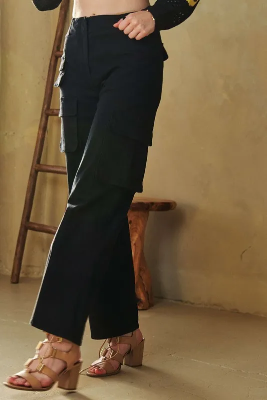 Flap Pocket Mid Rise Cargo Pants, image 3