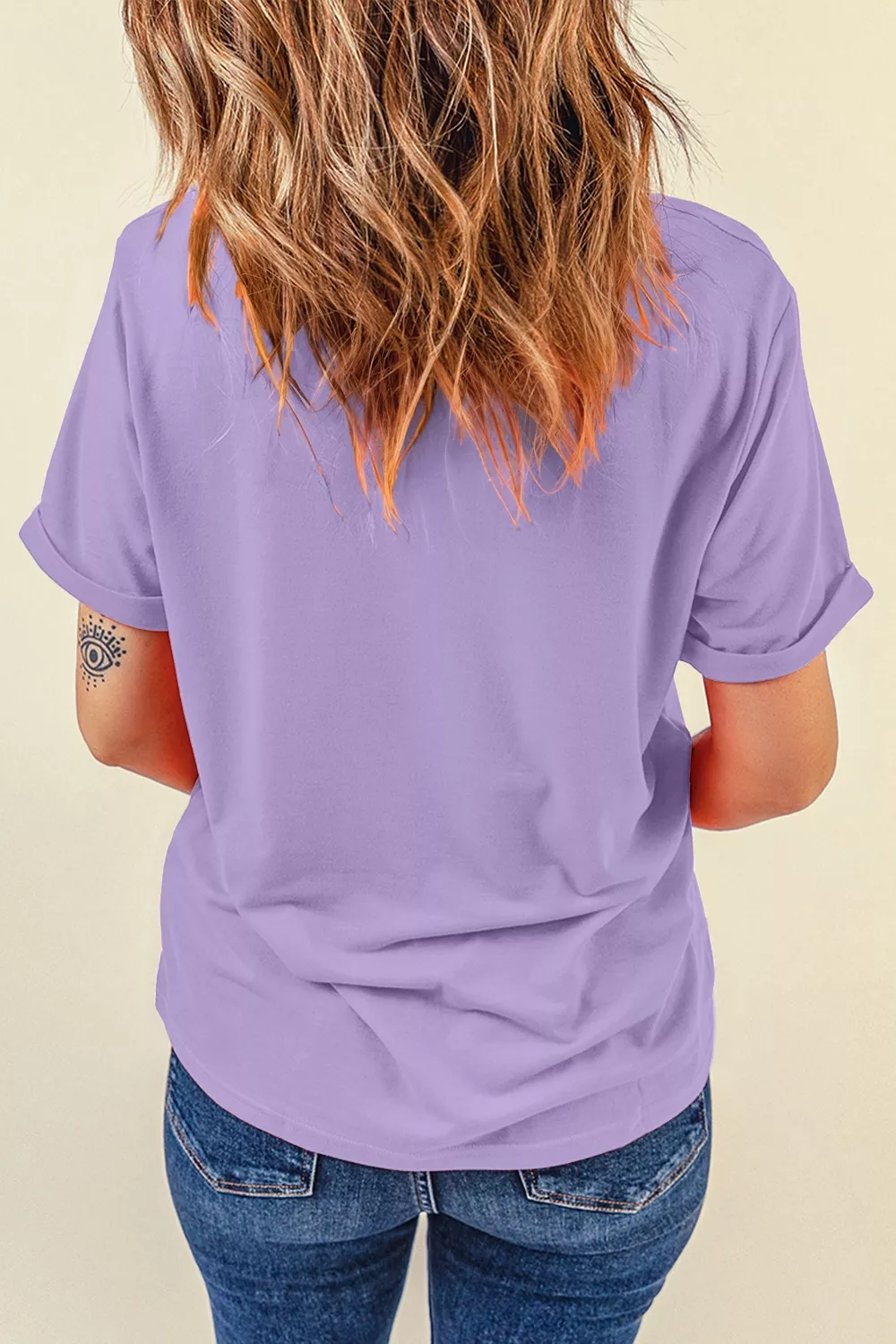 Full Size Spooky Sequin Letter Patched Cotton Blend T Shirt Plus Size, image 6