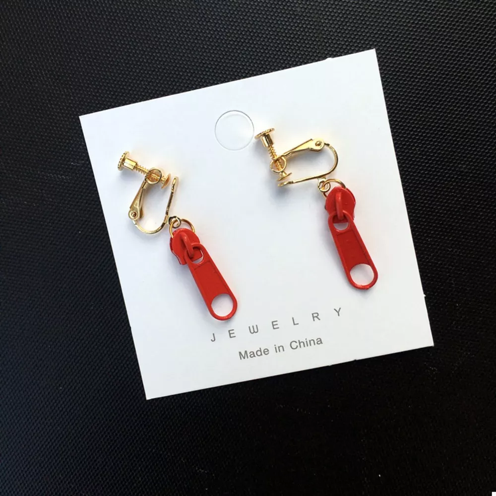 Zipper Dangle Clip-on Earrings, image 6