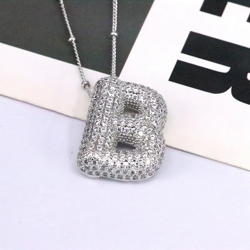 Copper Inlaid Zircon Letter Pendant Necklace, image 5