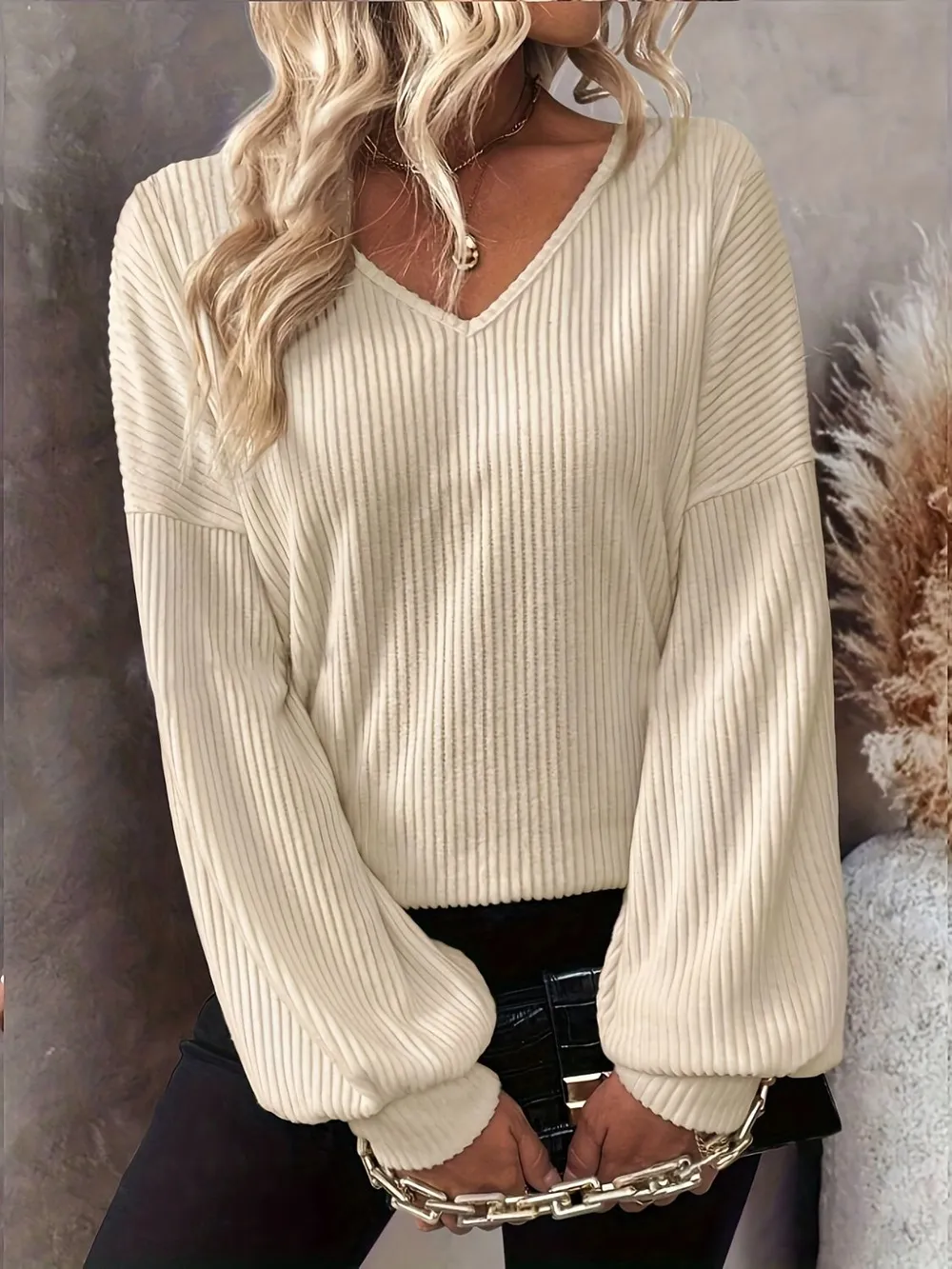 Bow Back V-Neck Drop Shoulder T-Shirt, image 3