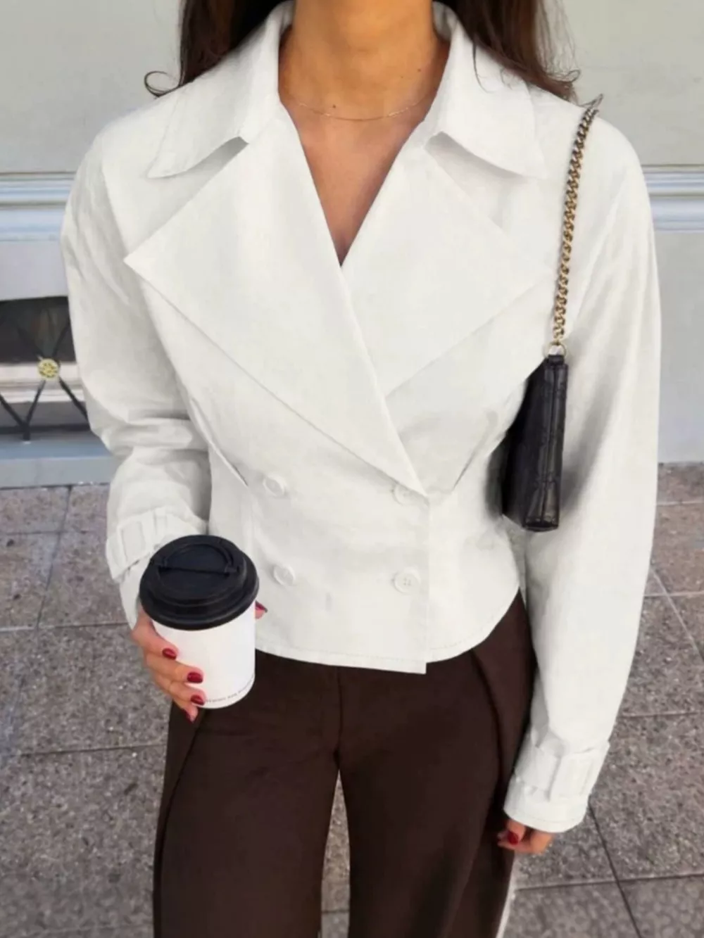 Cropped Double-Breasted Blazer, image 3