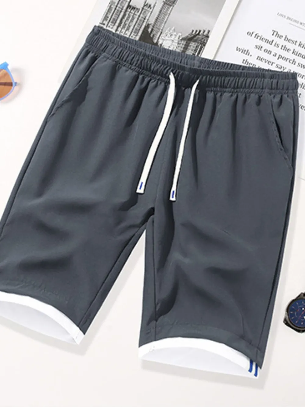 Men's Plus Size Drawstring Shorts with Pockets, image 3