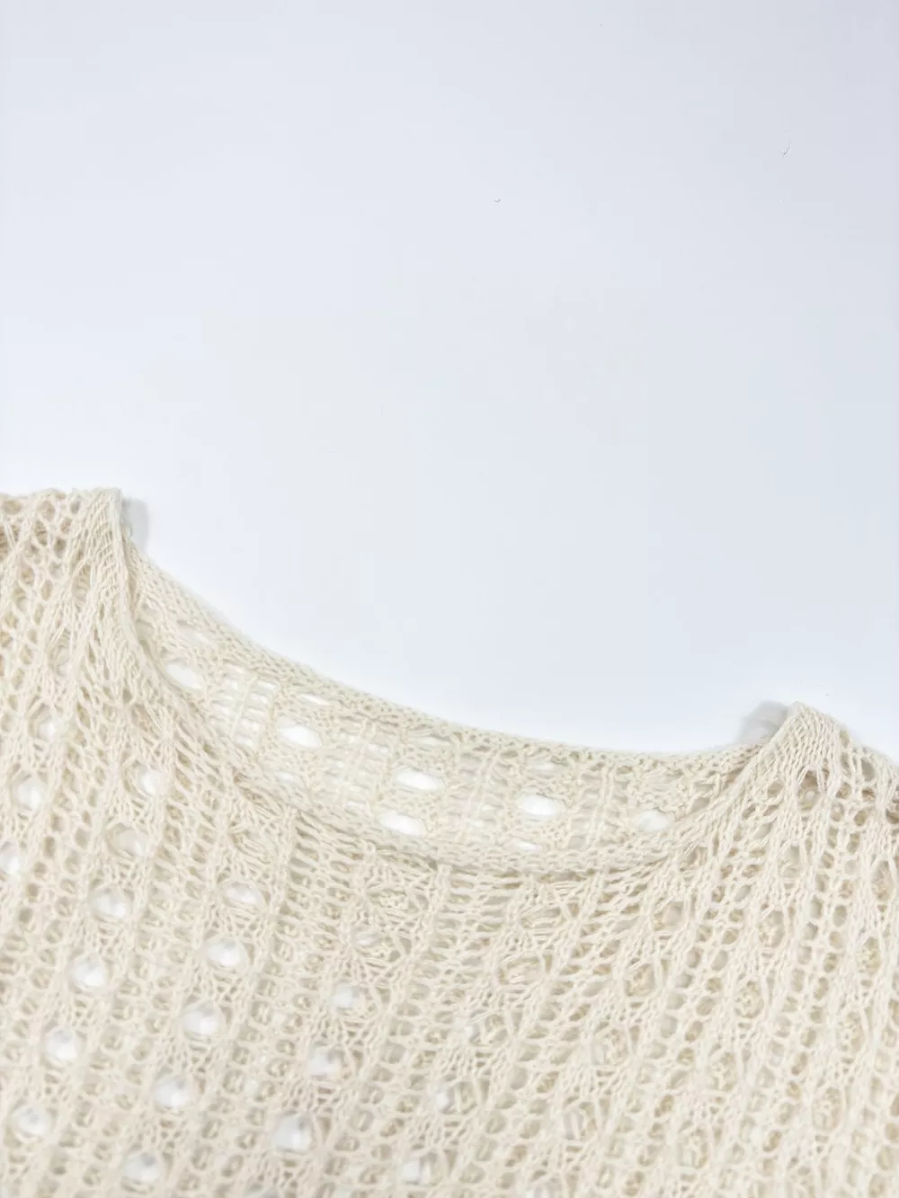 Dropped Shoulder Crochet Knit Cover Up, image 6