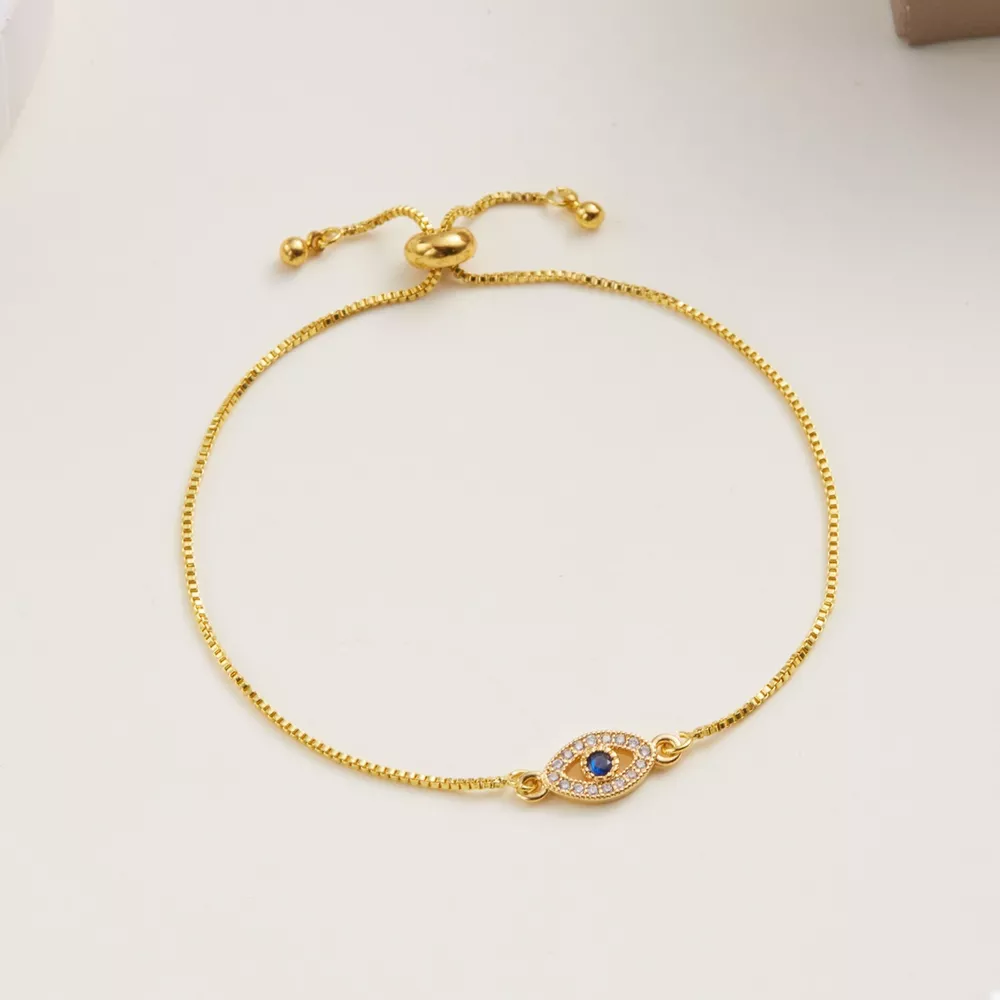 18K Gold-Plated Evil Eye Adjustable Bracelet, image 3