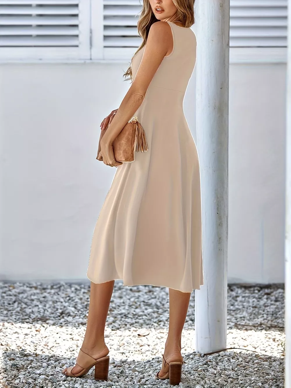 Sleeveless A-Line Midi Dress, image 5