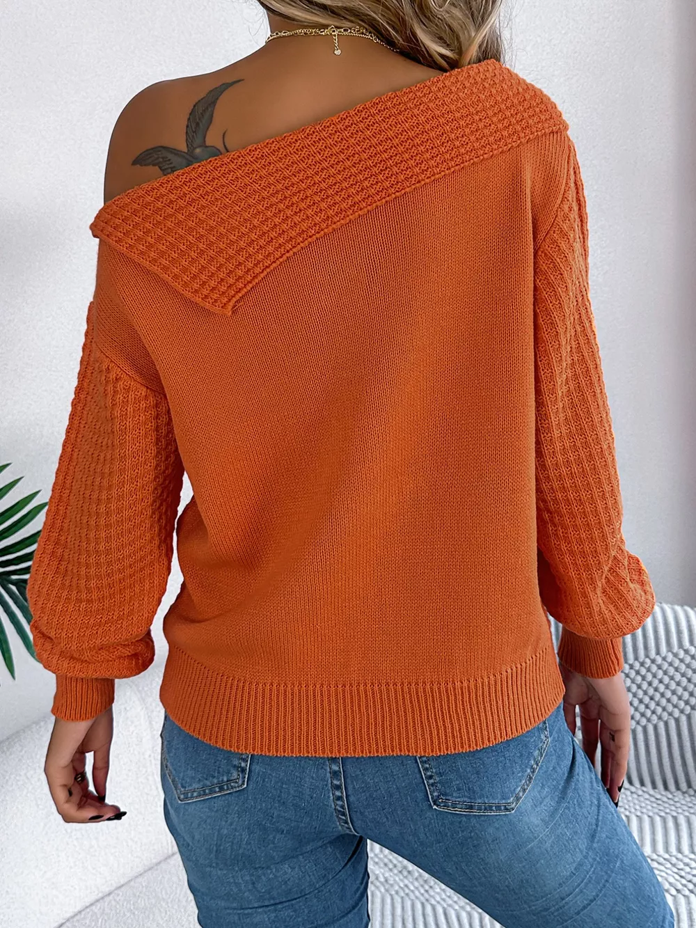 Off-Shoulder Cable Knit Sweater, image 11