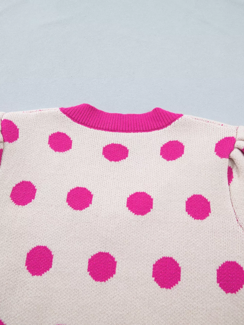 Polka Dot Puff Short Sleeve Sweater Top, image 3