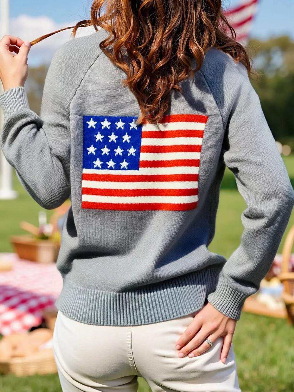 US Flag Button Up Cardigan, image 4